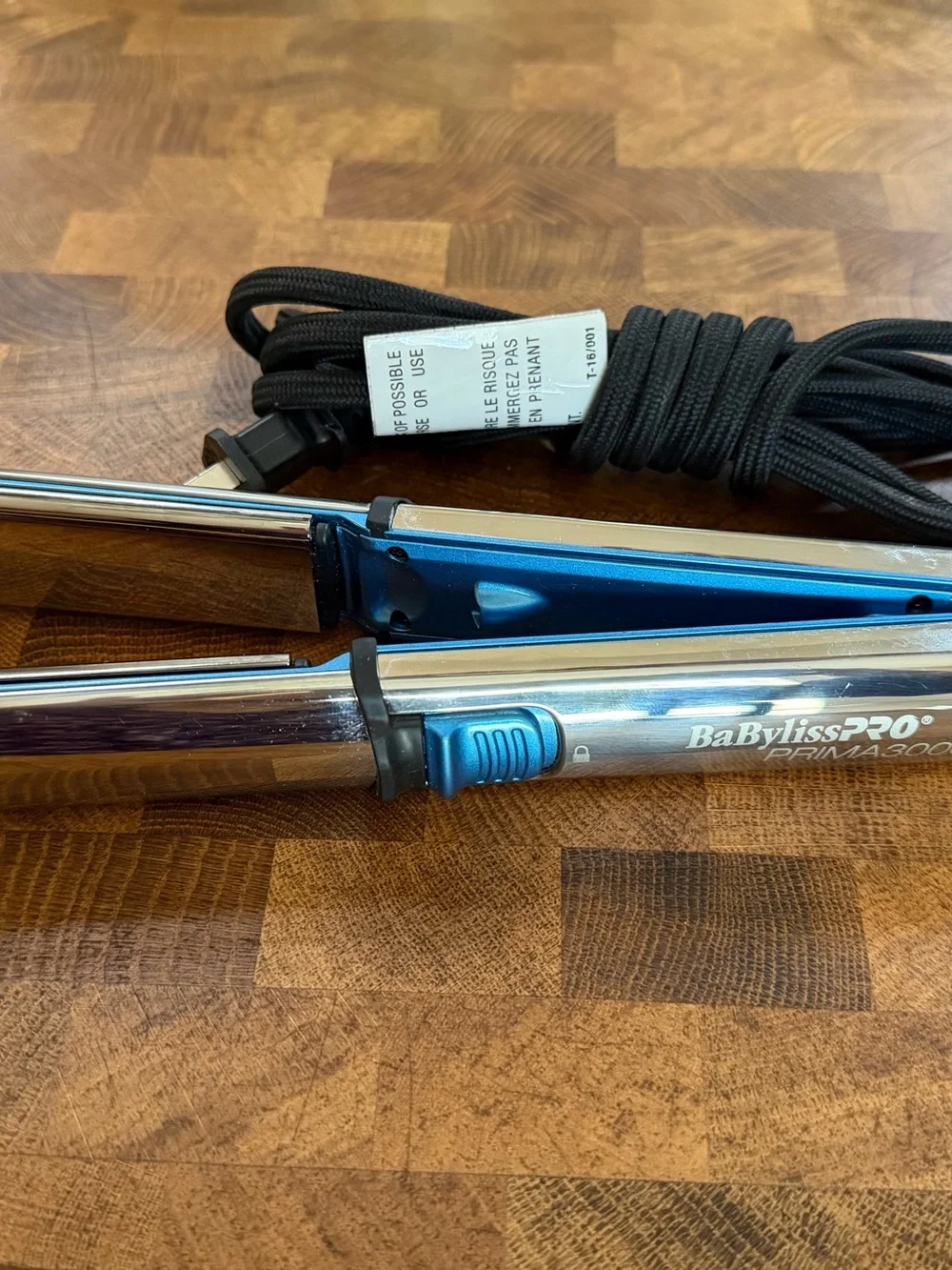 BaByliss Chrome Hair Styling Iron with Blue Accent - Like new!